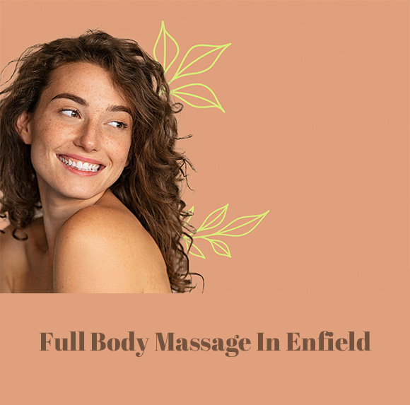 a mobile banner of a lady smiling after her massage treatment 